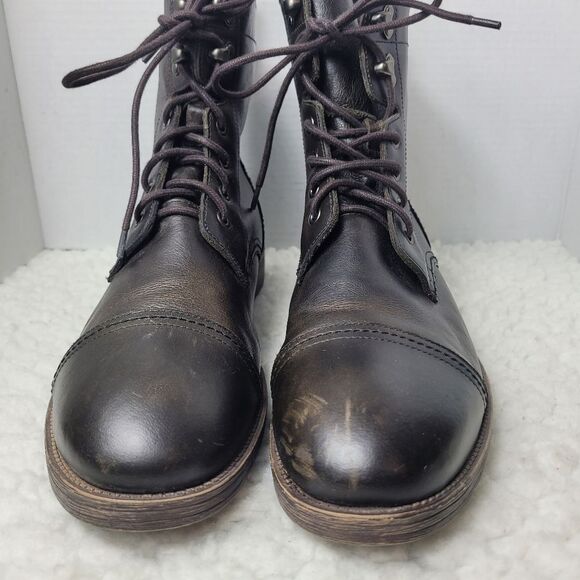 Banana Republic Men\'s Cap Toe Boots Size 11.5 M Brown Leather Lace Up Hook Shoes main image 6